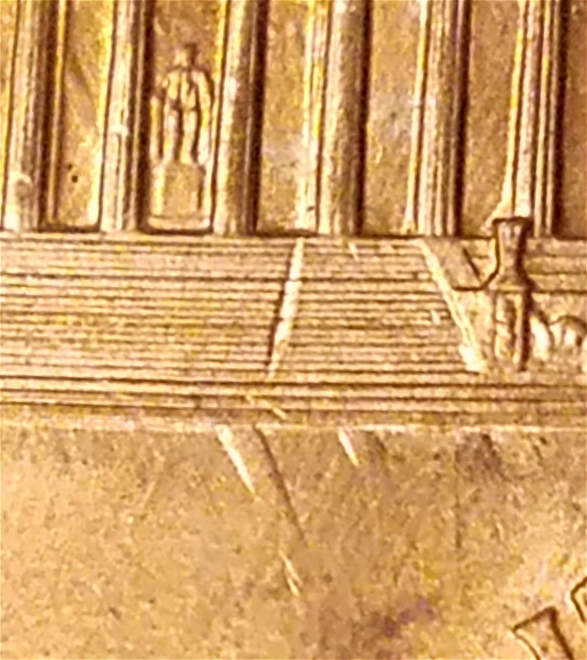 1998-P-Lincoln-Cent-Die-Gouges/Finger-Feeder-Bottom-Of-Memorial-Steps?